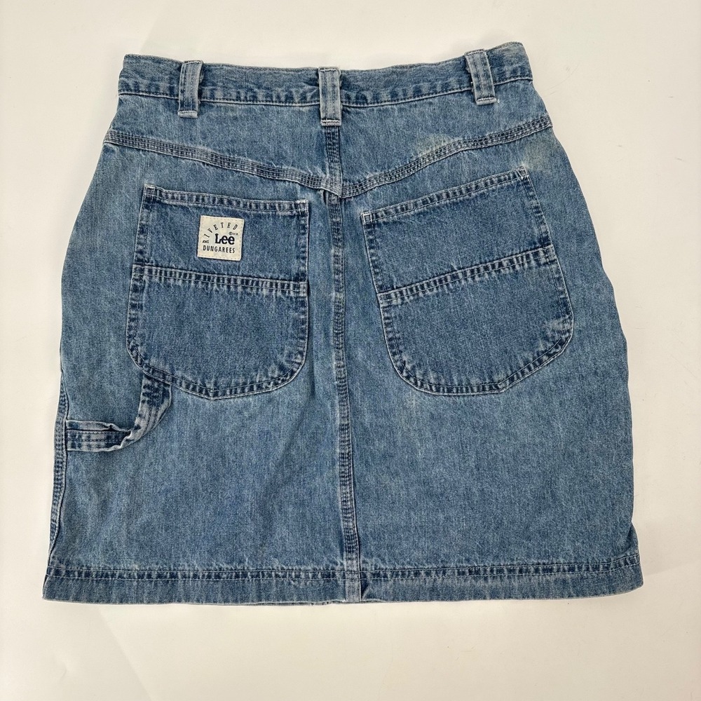 Lee Dungarees Womens Size 10 Denim Skirt Carpenter Style Pockets Jean